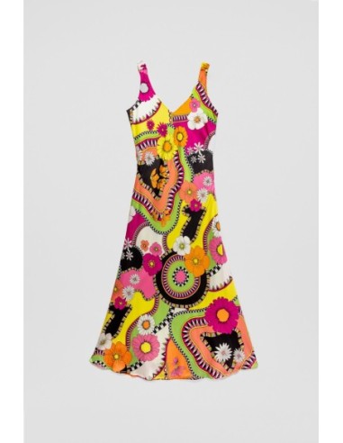 Vestido Largo Flores Estamado