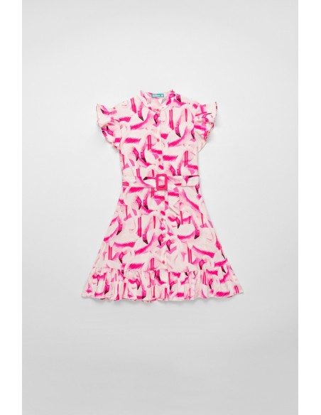 Vestido Lencero Estampado Flamencos