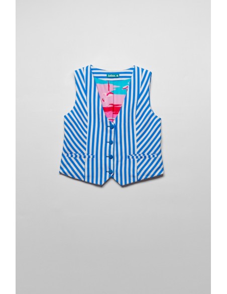 Chaleco Rayas Azules Y Blancas