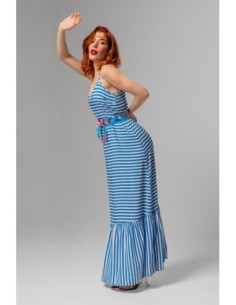 Traje Lencero Largo Rayas Azules Y Blanco 2