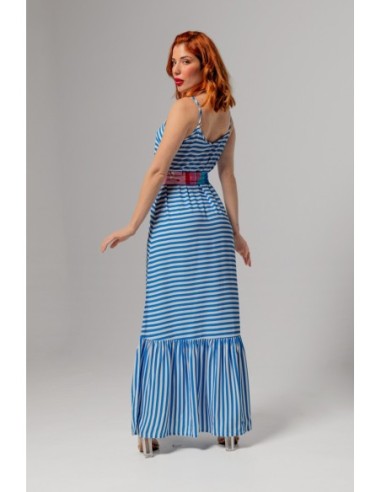 Traje Lencero Largo Rayas Azules Y Blanco