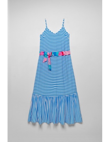 Traje Lencero Largo Rayas Azules Y Blanco