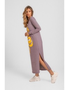 Vestido Largo Rayas Lilas Y Serpiente 2