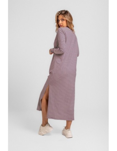 Vestido Largo Rayas Lilas Y Serpiente