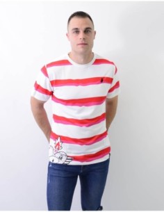 Camiseta Unisex Rayas Rosas Y Rojas