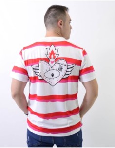 Camiseta Unisex Rayas Rosas Y Rojas 2