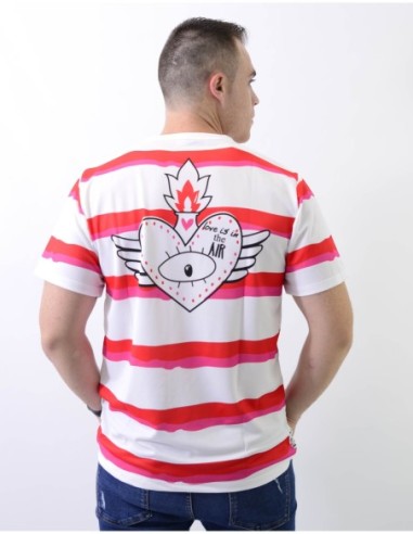 Camiseta Unisex Rayas Rosas Y Rojas