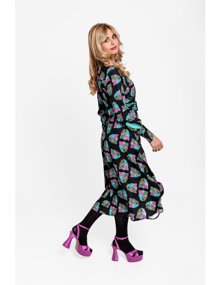 Traje Gasa Plisado Tigre Verde/Negro