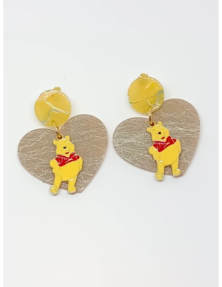 Pendientes Corazones Marròn/Dorado Winni