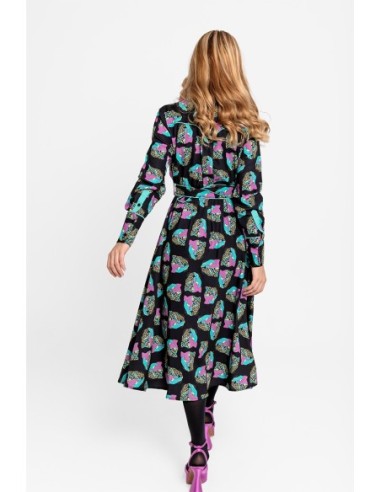 Traje Gasa Plisado Tigre Verde/Negro