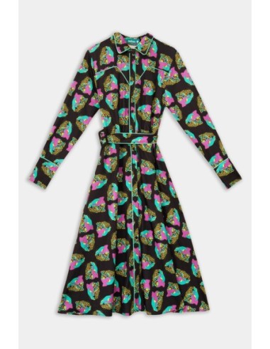 Traje Gasa Plisado Tigre Verde/Negro