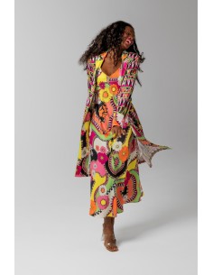 Traje Largo Estampado Flores 2