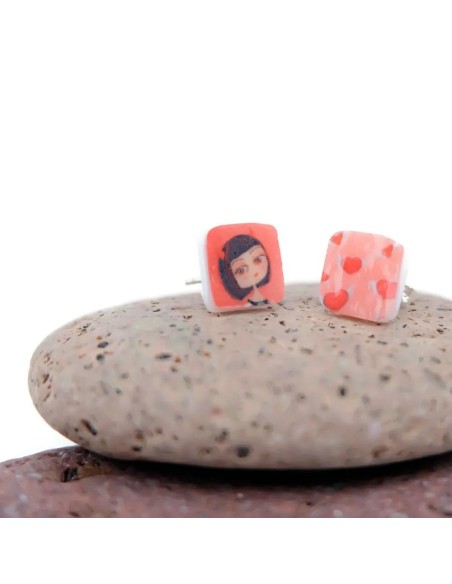 Mini Pendientes Chica Corazones