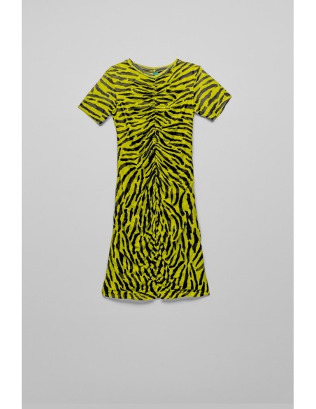 Vestido Trapeado Zebra Verde Negro