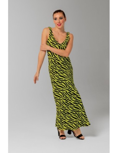 Vestido Largo Zebra Verde Negro