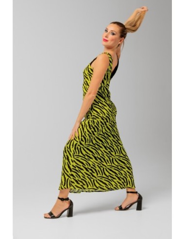 Vestido Largo Zebra Verde Negro