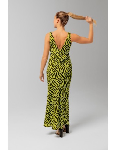 Vestido Largo Zebra Verde Negro